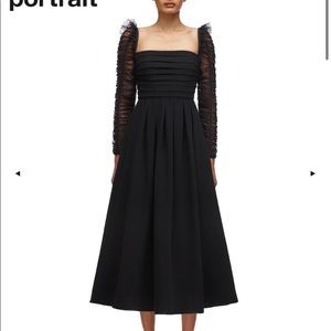 SELF-PORTRAIT Crepe Dot Mesh Midi Dress